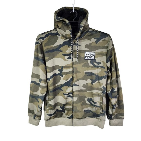 Mens Ecko Unltd Green Camouflage Fleece Hoodie Jacket Full Zip Long Sleeve L - Picture 1 of 13